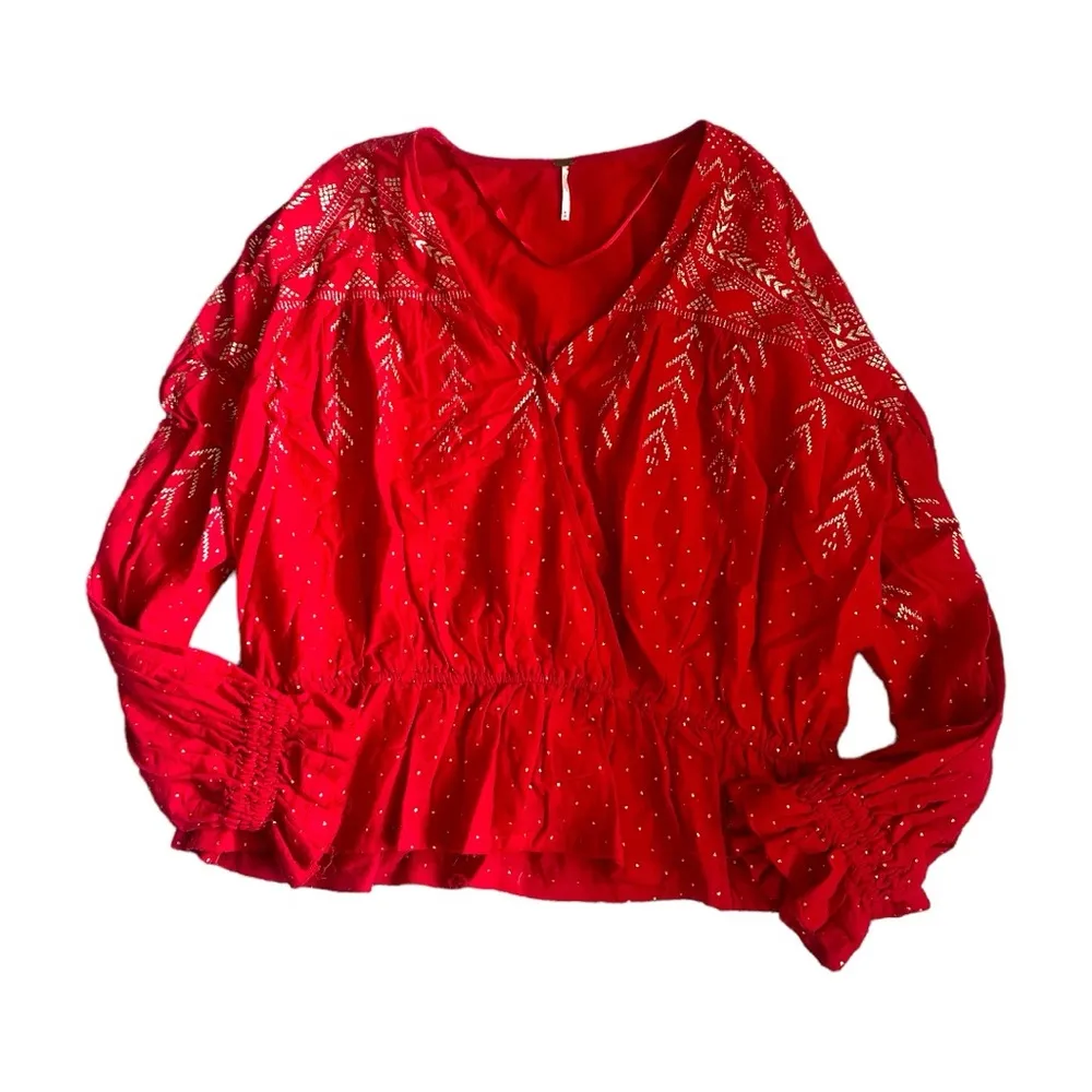 Free People Counting Stars Red Peasant Top - Image 2
