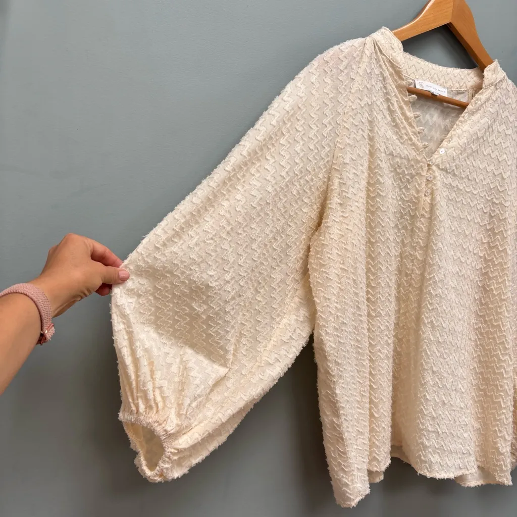 Corey Lynn Calter Anthropologie Noemie Balloon Sleeve Chevron Peasant Blouse S - Image 4