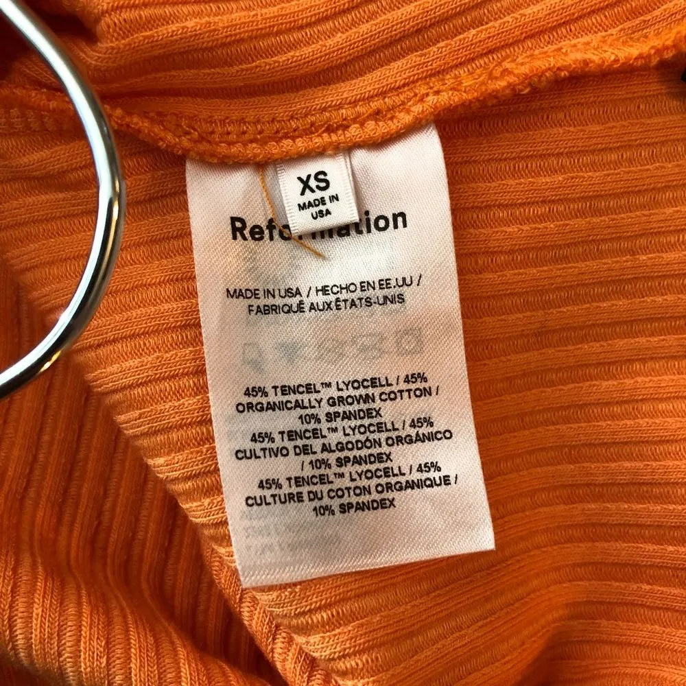 Reformation Womens Bryleigh Knit Top Halter Collar Ribbed Tangerine Orange XS - Image 4