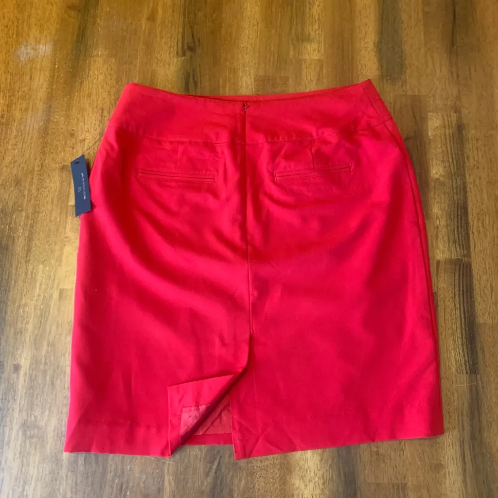 Worthington Skirt NWT 12 Cherry Cordial Red Mini Pencil Lined Back Zipper Office - Image 5