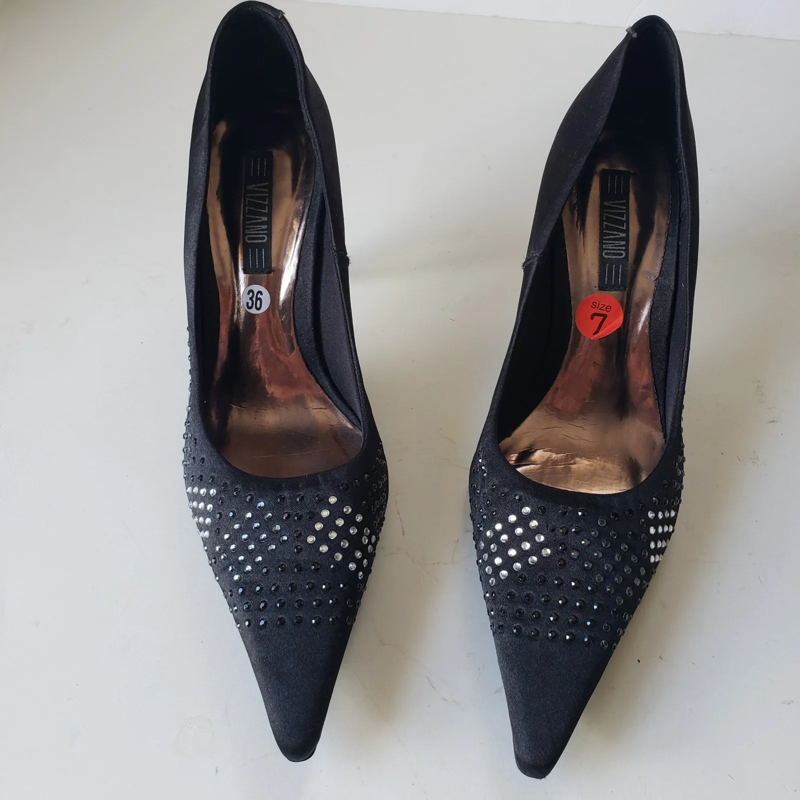 Vizzano Pointed Toe Y2K Heel Womens Shoes Sz 36 Witchy Vampy Rhinestone Glam Black - Image 3