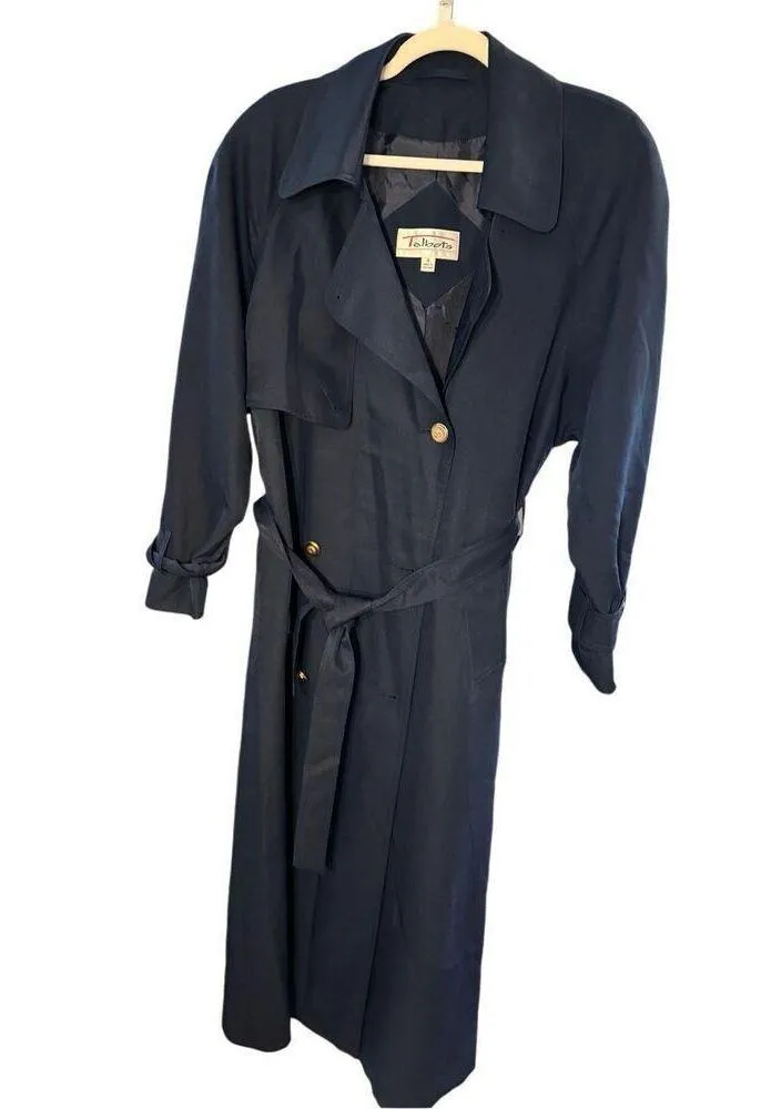 Vintage Talbots Navy Blue Full Length Trench Coat with belt 4 - Image 3