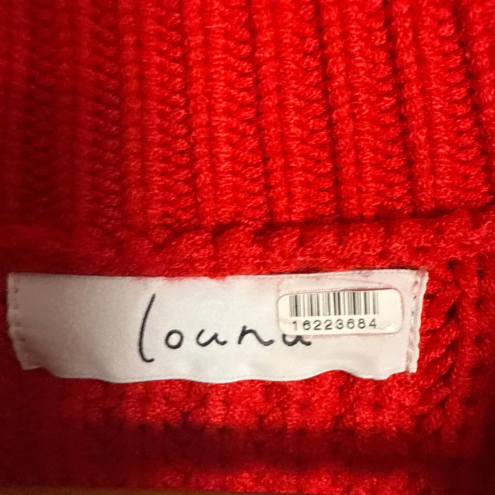 Louna Red Cable Knit Shoulder Cut Out Crewneck Pullover Sweater Size Large - Image 11