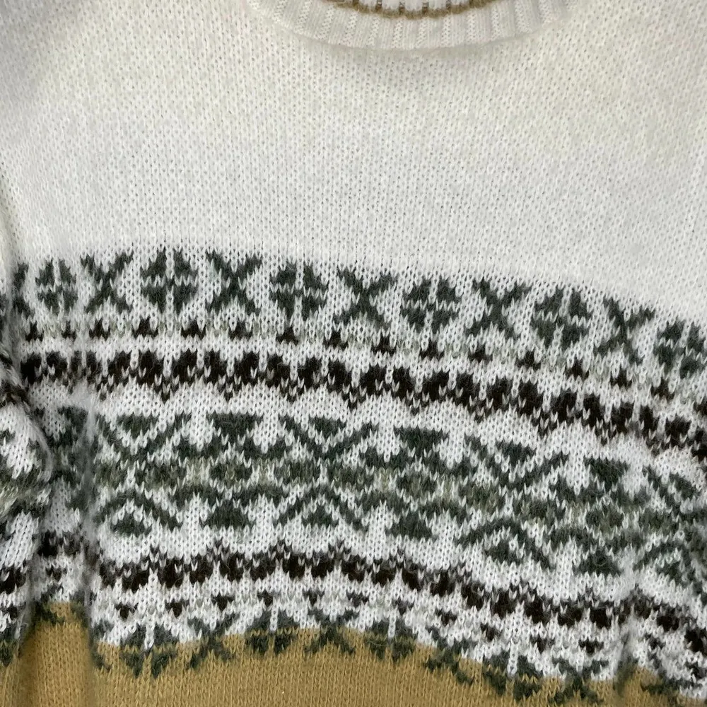 Vintage Arizona Jean Co. Womens Cowl Neck Geometric  Cream White Design Sweater - Image 8