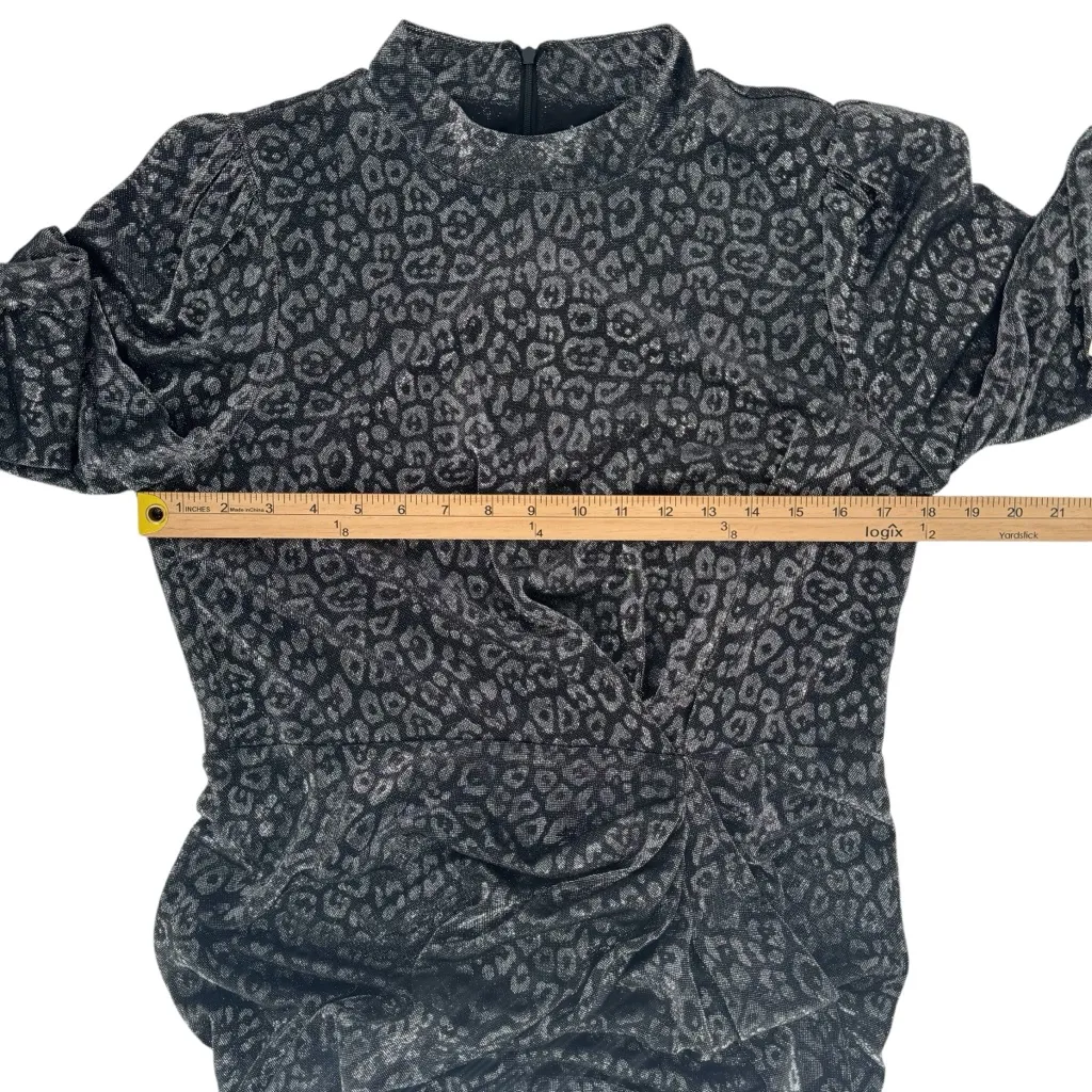 NWT CALVIN KLEIN Black Cheetah Animal Print Longsleeve Midi Sheath Dress Size 12 - Image 10