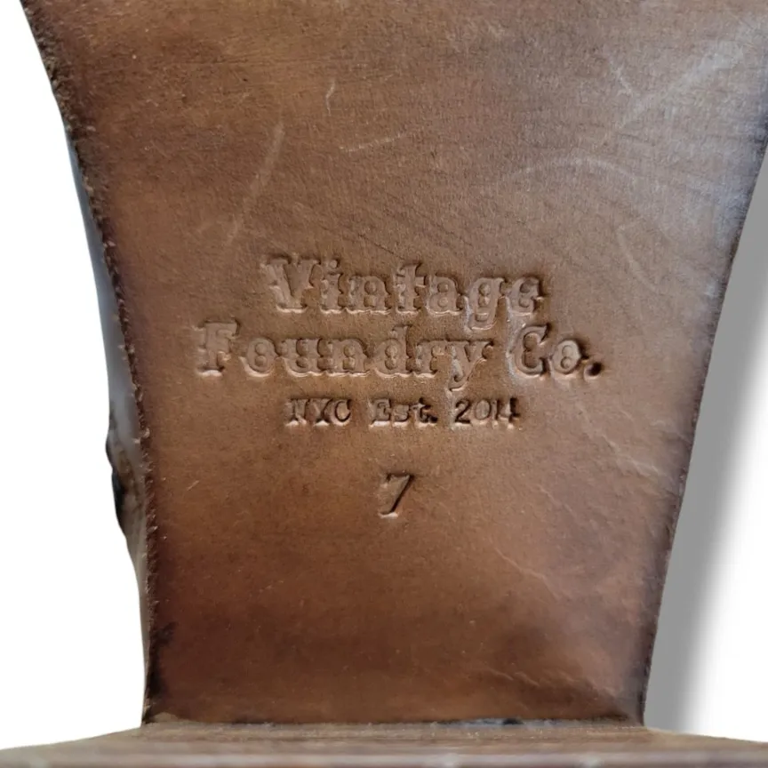 Vintage Foundry Co. Shoes Size 7 Leather Boots Odette Peep Toe Boots VFL144 Tan Women's Shoes - Image 15
