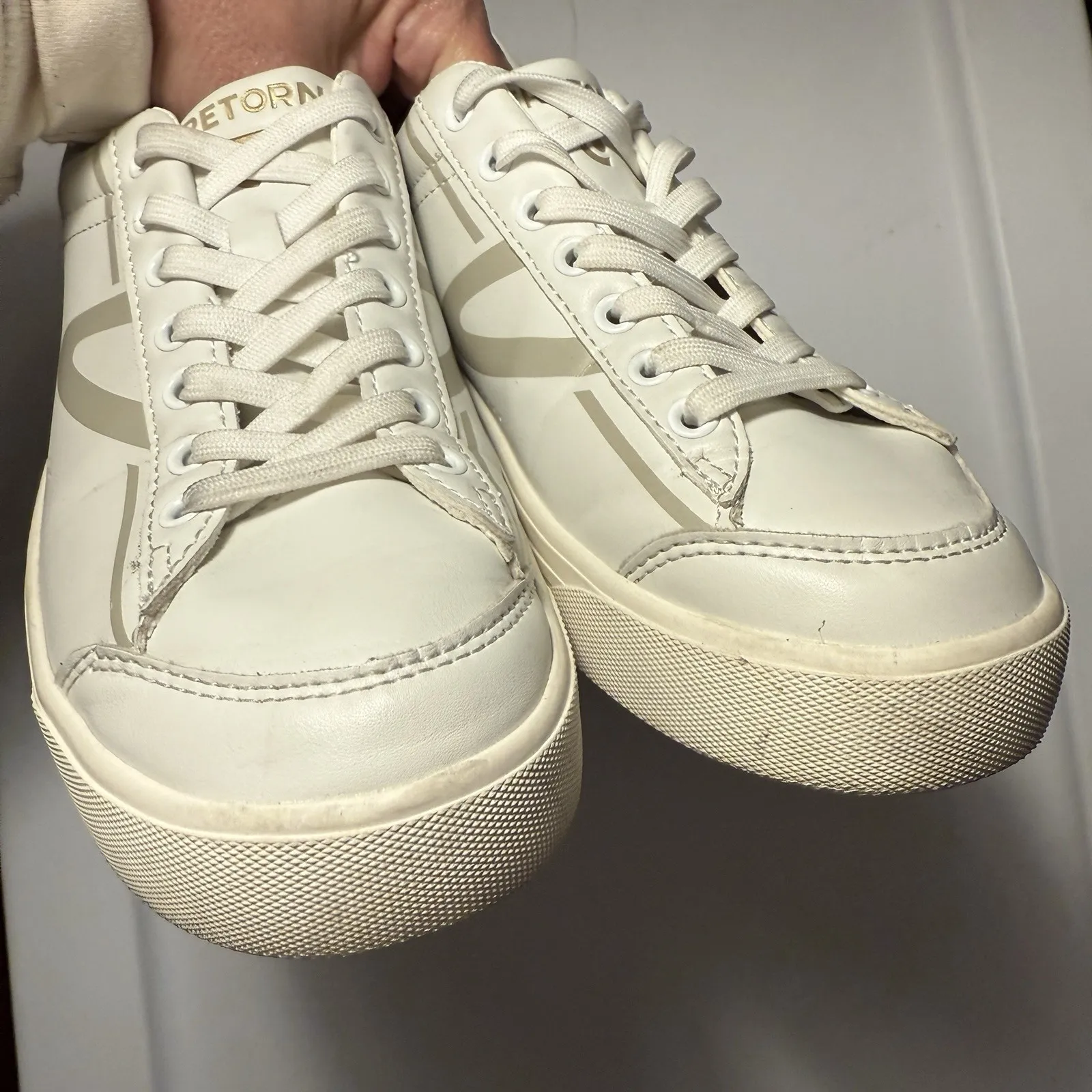 Tretorn Shoes Womens Size 8 White Beige Leather Serve Low Top Casual Sneakers - Image 8