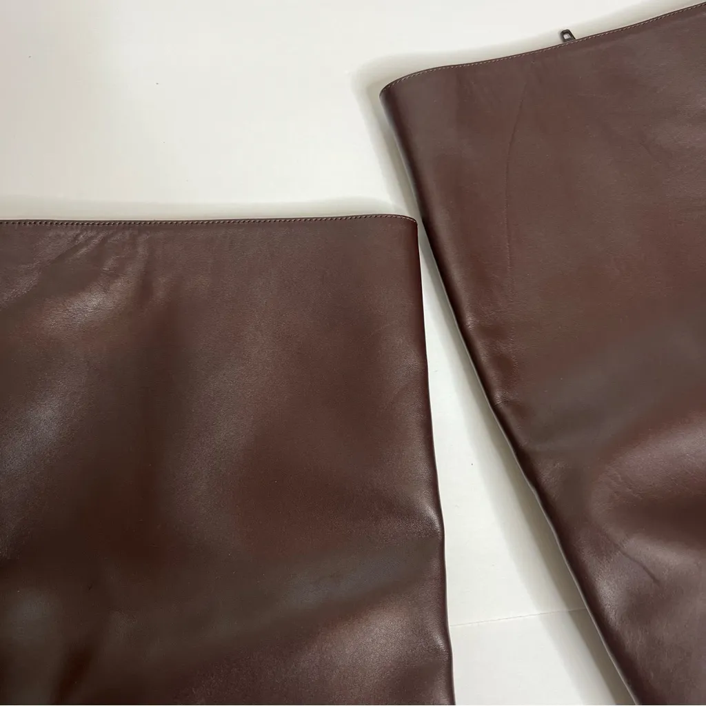 Vince Vita Knee High Heeled Boot Burgundy Leather Size  12 - Image 2