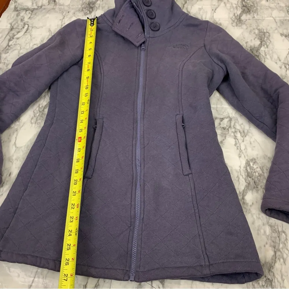 The North Face Caroluna quilted fleece jacket purple long coat zip up size small - Image 5