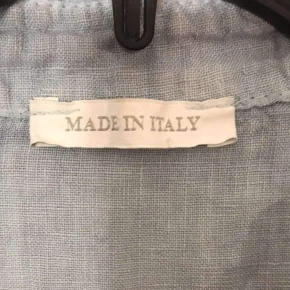 Linen midi ladies pullover shirt dress made in Italy size medium relaxed cute - Image 6