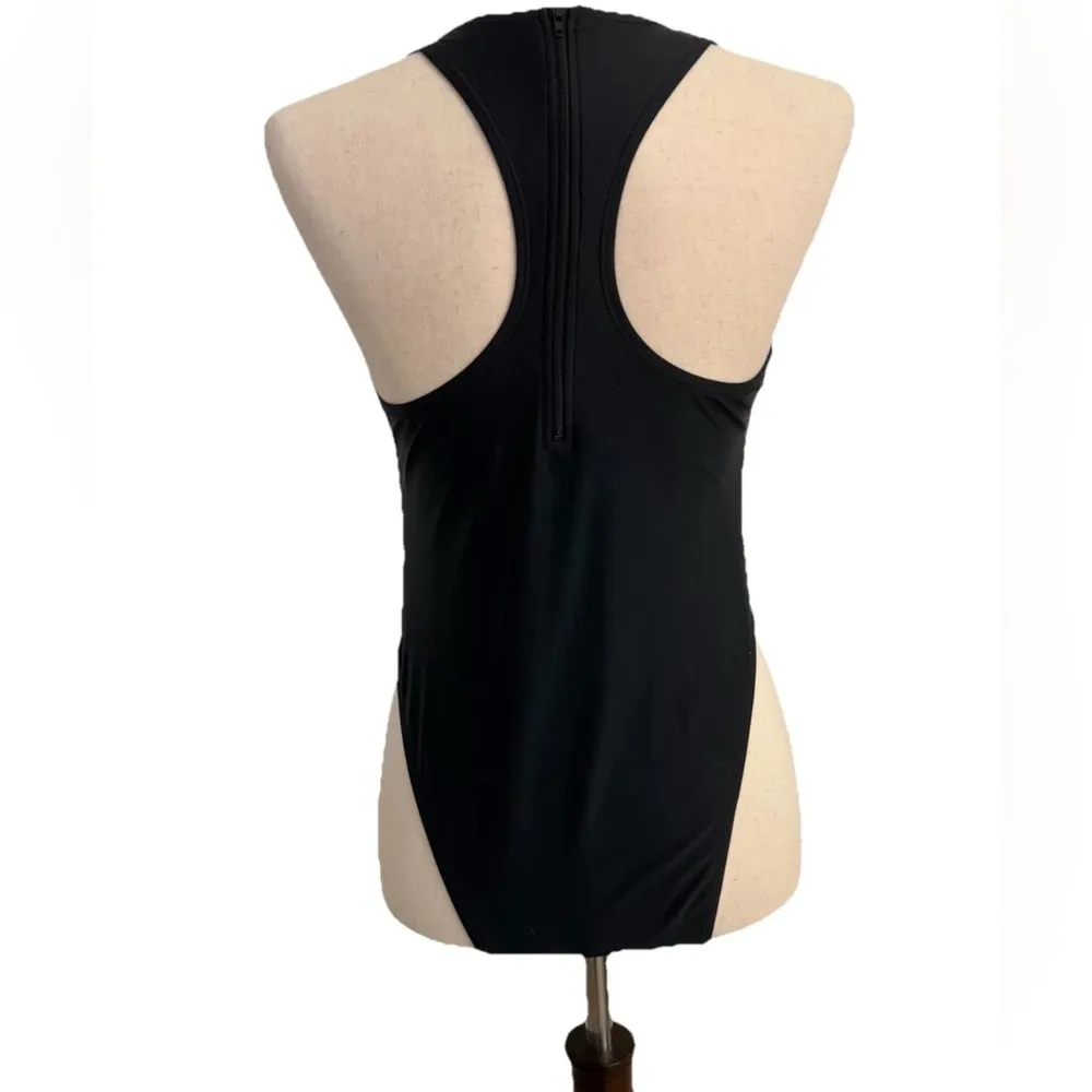 Black Boohoo bathing suit one piece cut out size small - Image 2