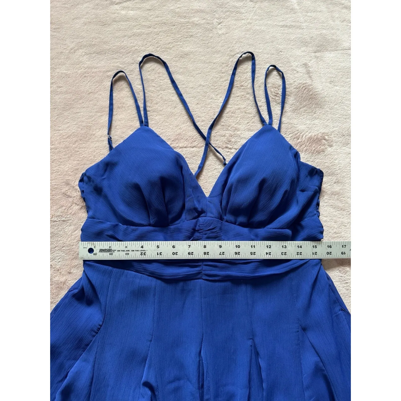 Lulus‎ Womens Vivacious Aura Cobalt Blue Chiffon Backless Midi Dress Sz XL NWT - Image 9