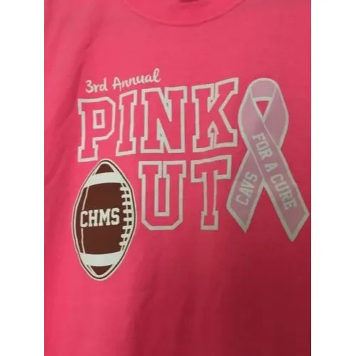 Jerzees Women’s Juniors Short Sleeve T-Shirt “Cancer Awareness” Size Large Pink - Image 2