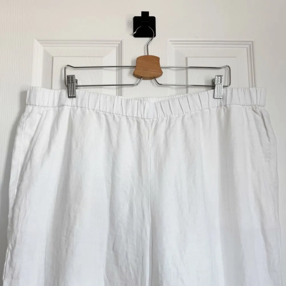 NEW Eileen Fisher 100% Organic Linen Wide Leg Pants in White Full Length 1X - Image 8