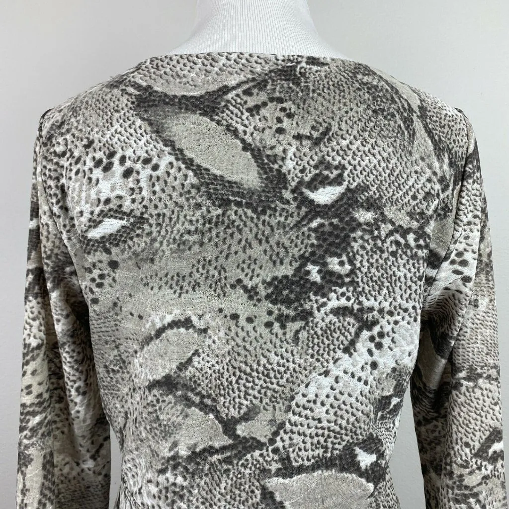 Jones New York Dress Womens Small Snake Print‎ Long Sheer Sleeve A-Line Side Zip - Image 5