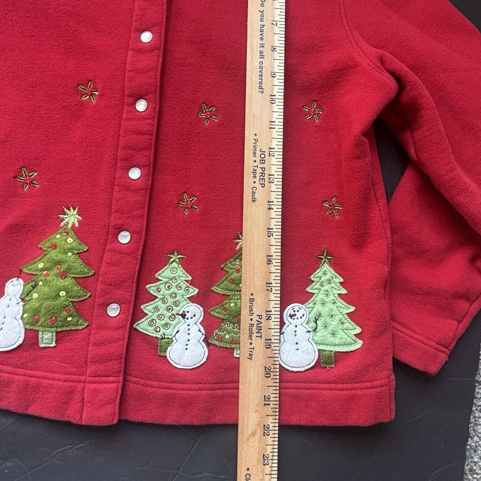 VintageClassic Elements Petite  Christmas  Cardigan Sweater Snowman Embroidery M - Image 10