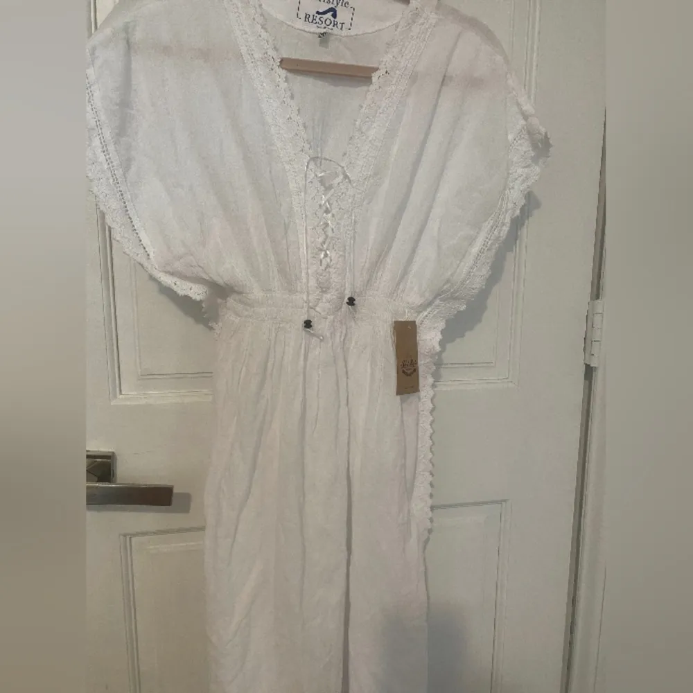 Resort White Lace-Up Swim Coverup - Image 2