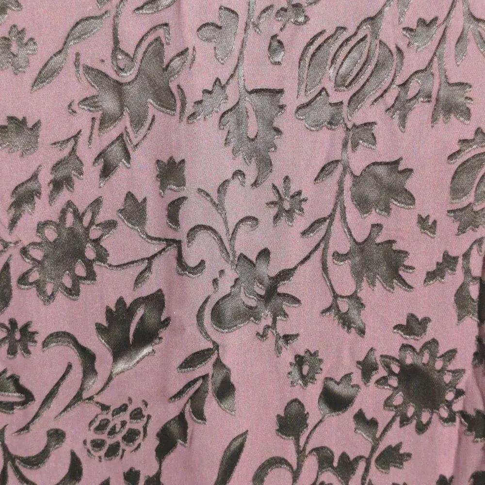 Laura Ashley Burgundy Floral Sleeveless Maxi Dress Silk Blend V Neck Size 4 - Image 2