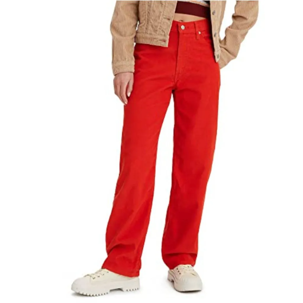 NWT Levi’s  Jeans ‘94 Baggy in Valiant Poppy orange / red Corduroy 25X 31 - Image 3