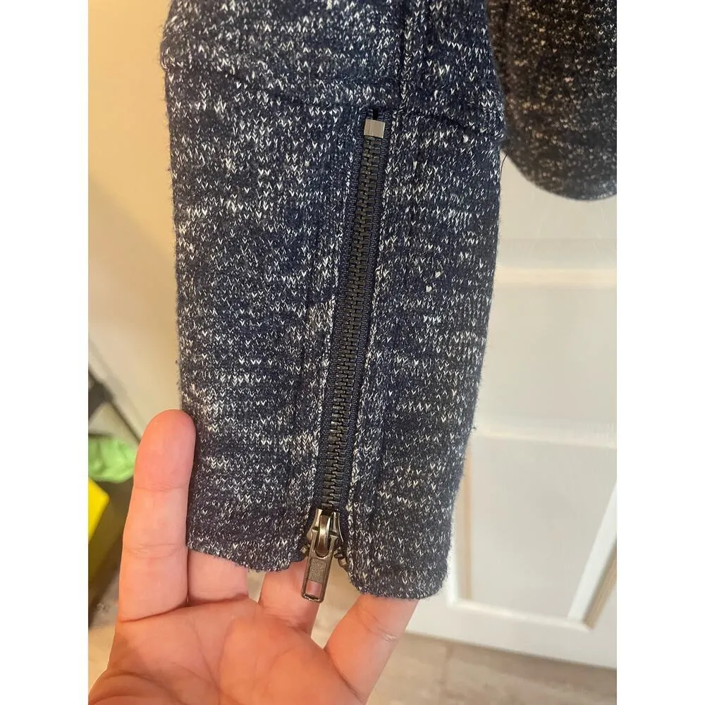 Market And Spruce Womens Elissa French Terry Moto Jacket Size Medium Navy. - Image 7