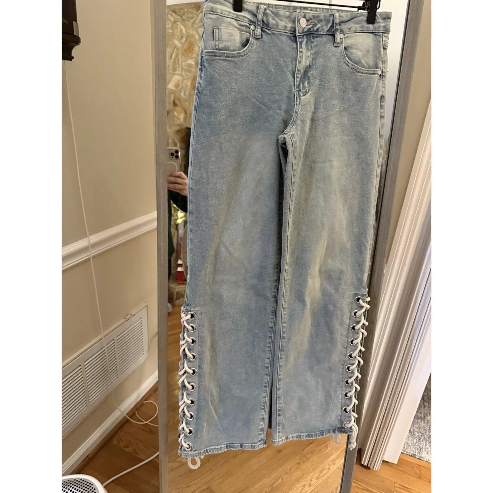 Wide Leg Light Wash Lace - Image 2