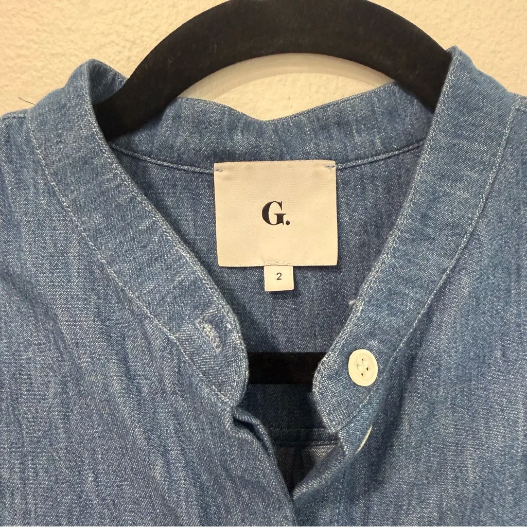 G. Label by Goop (gwyn) Blue Denim Chambray Short Sleeve Dress 2 - Image 2