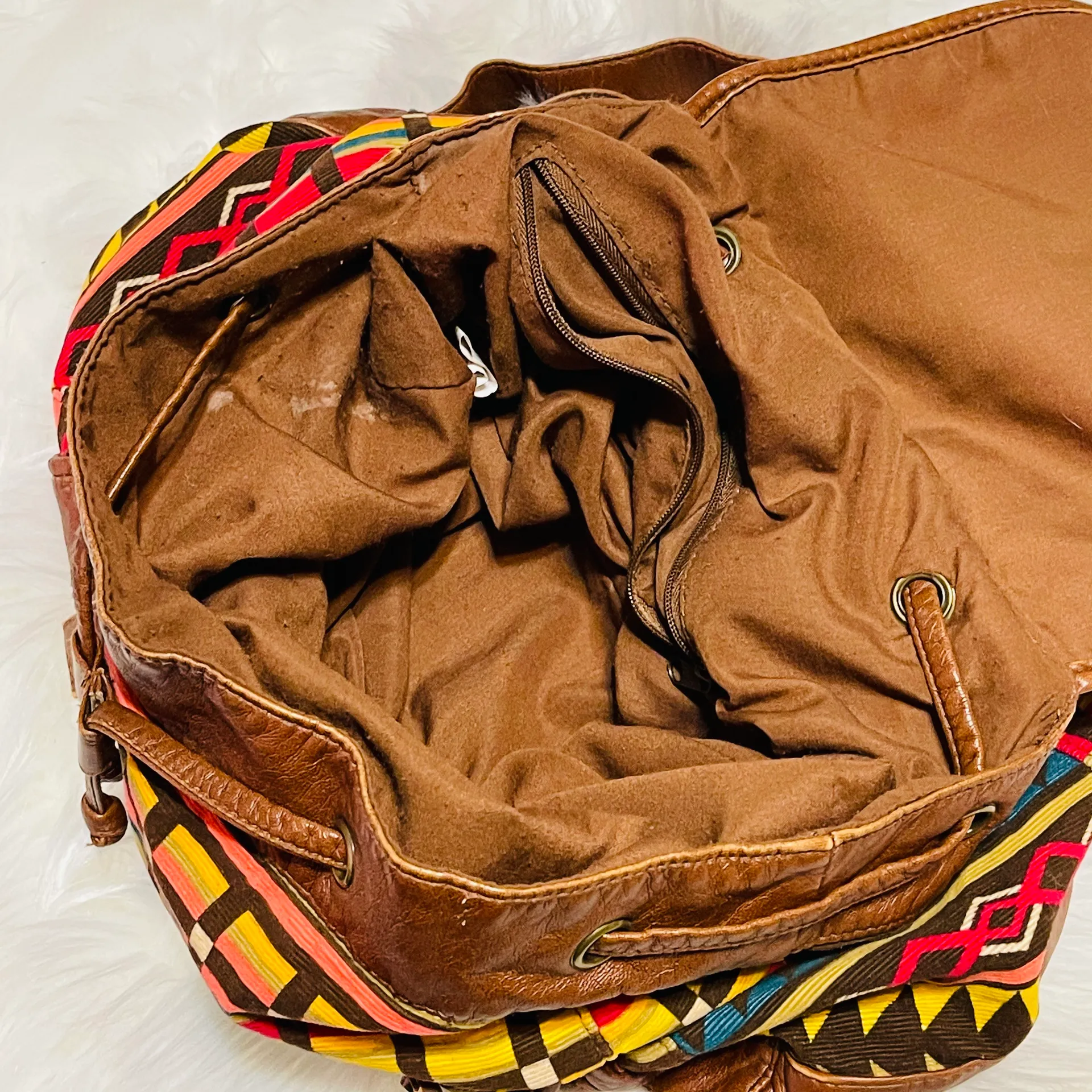 Mudd Boho Tribal Aztec Canvas Backpack - Image 7