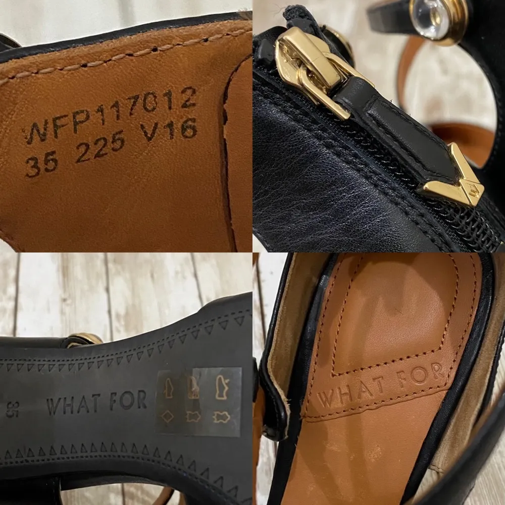 WHAT FOR Black Strappy Glass Heels Sandals 35 Size 4 - Image 15