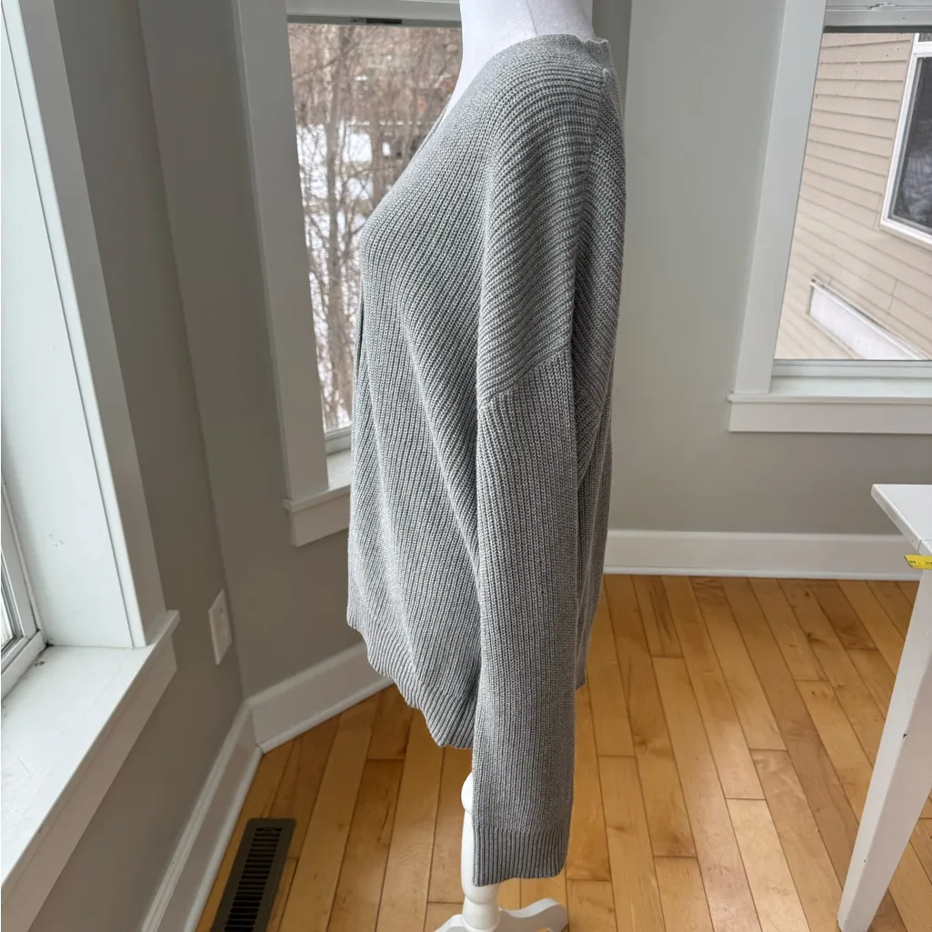 Hudson Light Gray Ribbed V Neck Cotton Cardigan Sweater Size Large NWT - Image 5