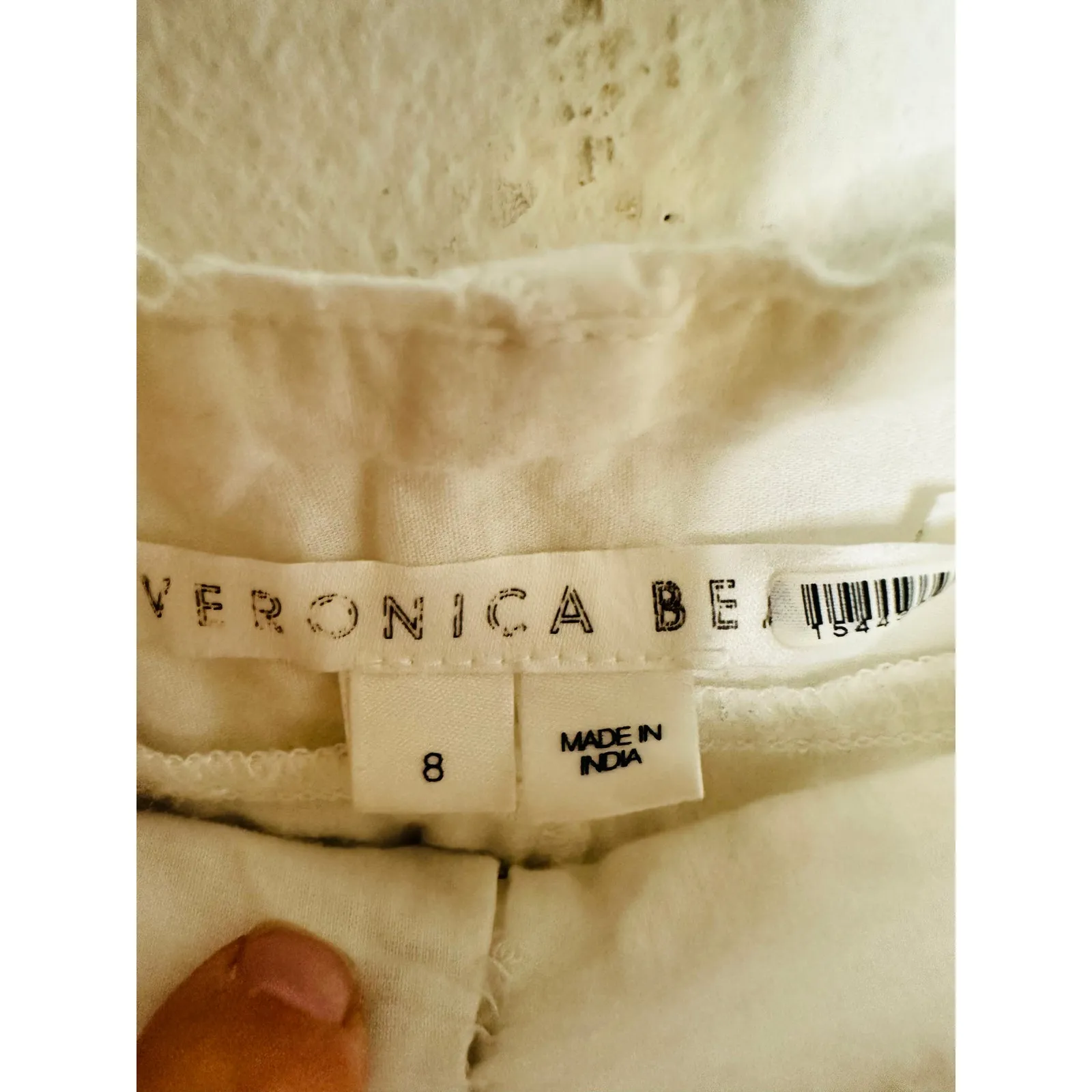 VERONICA BEARD White 100% Cotton Lace Eyelet Scalloped Cuff Riggs Pants Size 8 - Image 7