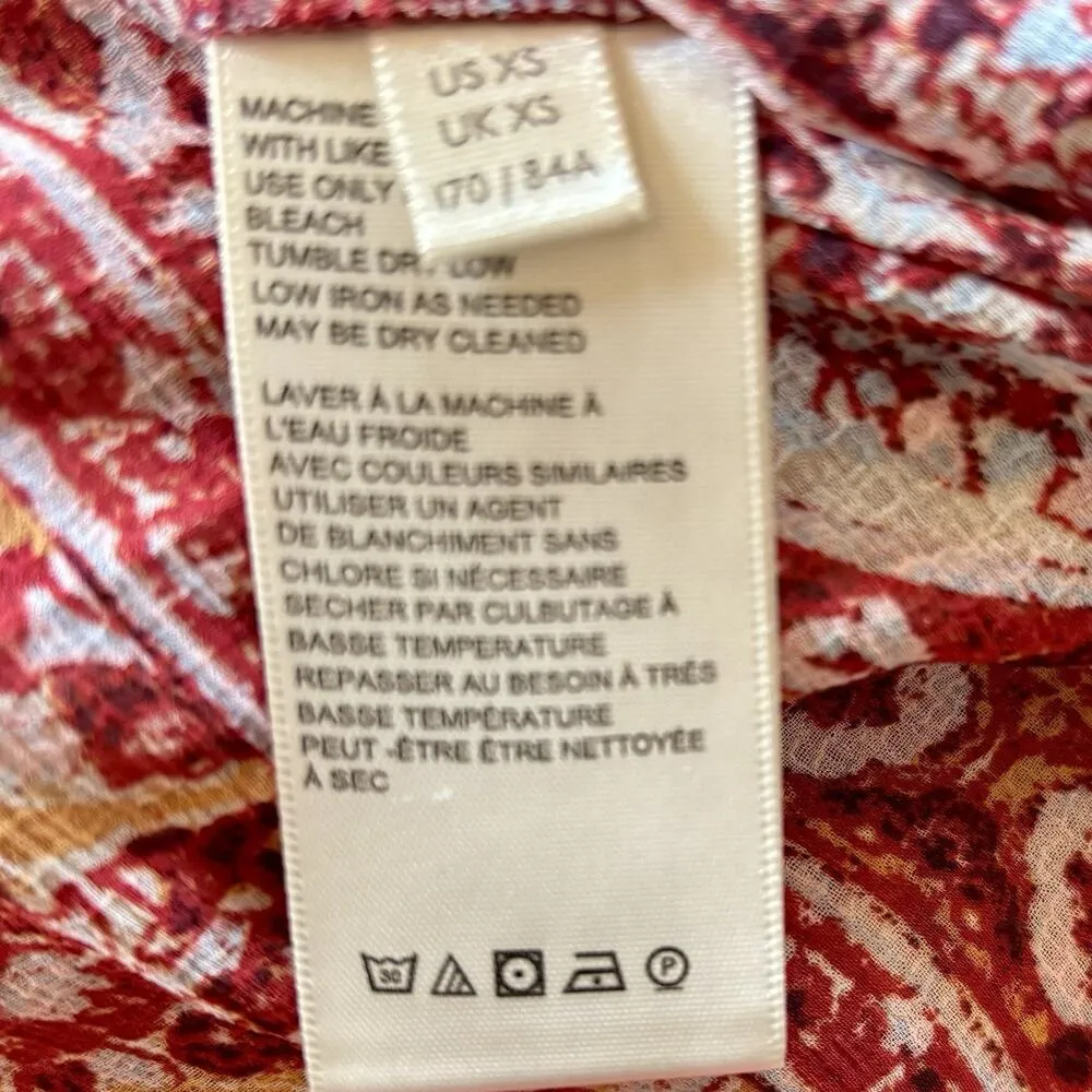Free People Size M L Lorriane Boho Print Tie-Front Top Blouse Boho Festival - Image 5