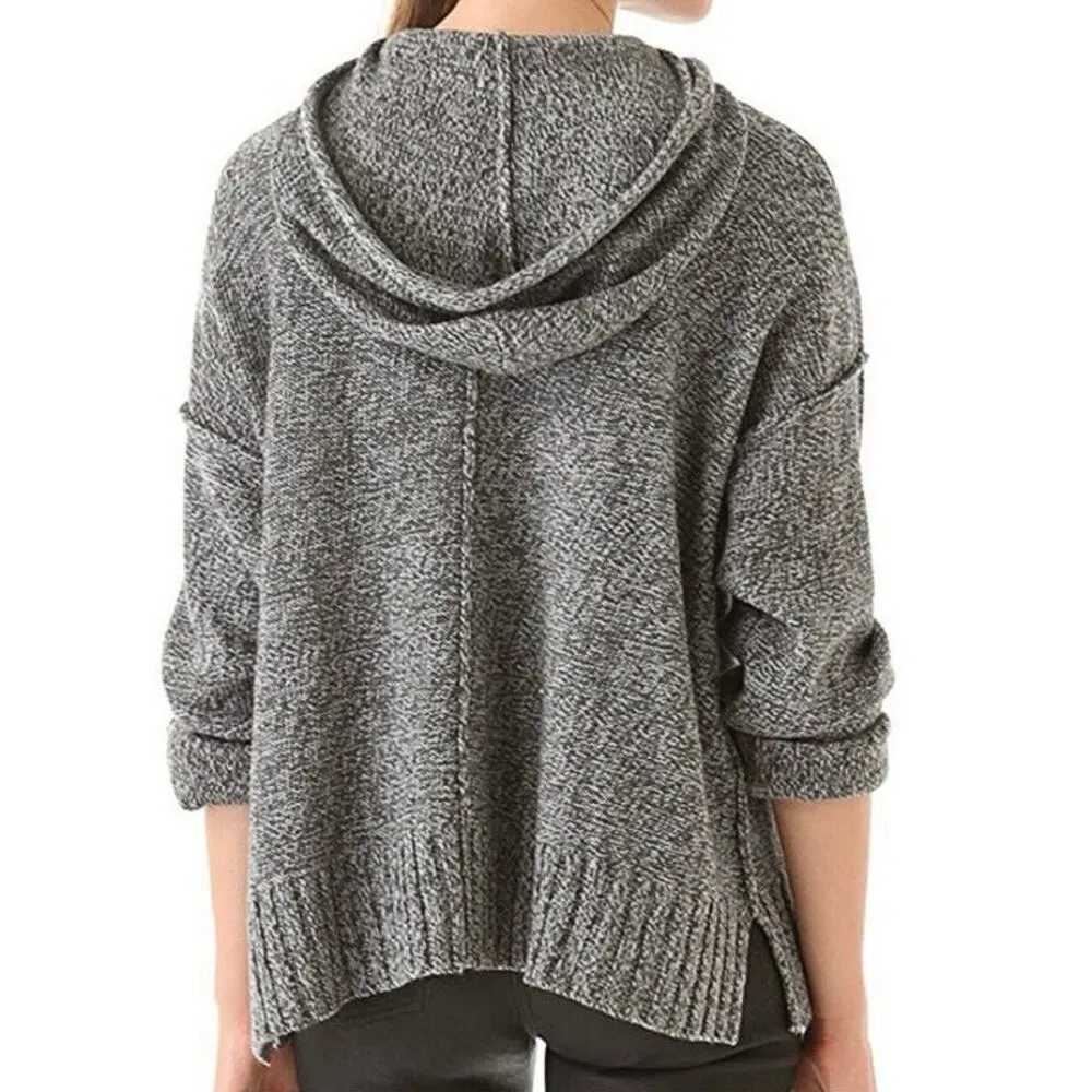 Alexander Wang Gray Wool Knitted Hoodie Hooded Oversized Pullover Sweater Top L - Image 5