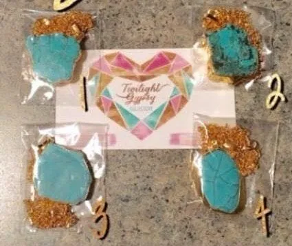 24 KT Gold Plated Genuine Turquoise Stone Necklace - Image 4