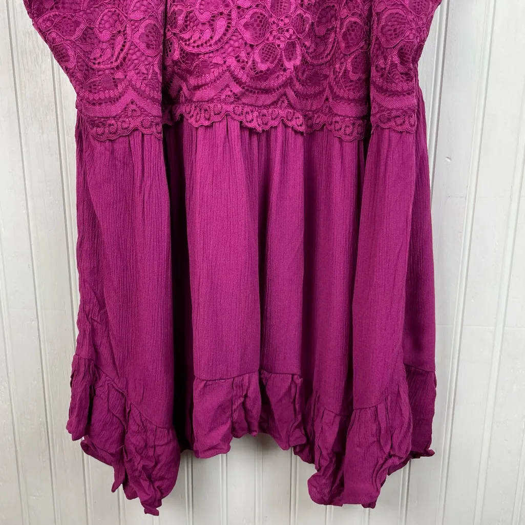 NEW Torrid Babydoll Gauze With Lace Halter Neck Tank Purple Women's Size 2X - Image 6