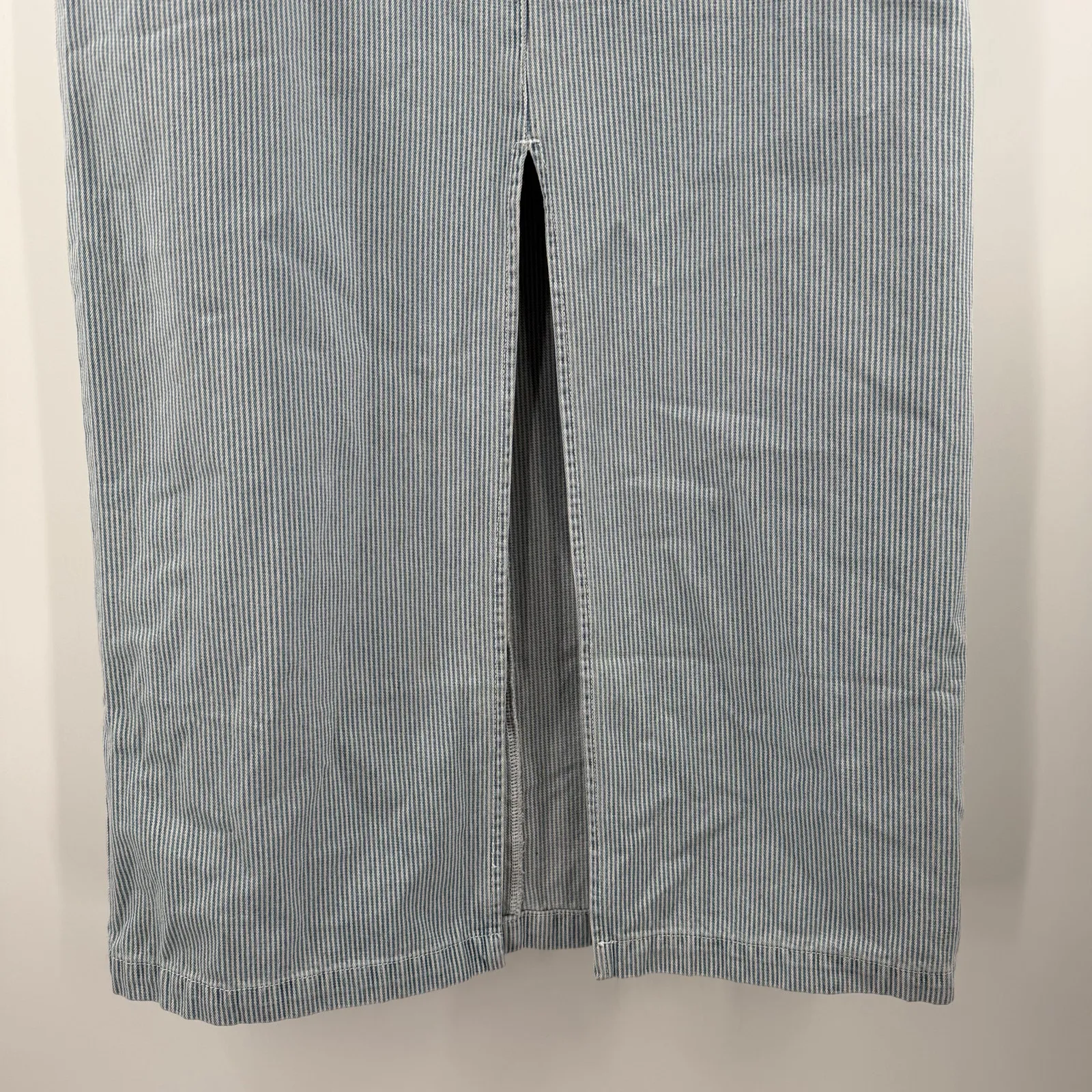 Self Contrast Skirt Women's Small Eliana Pencil Midi Denim Pinstripe Blue NWT - Image 13