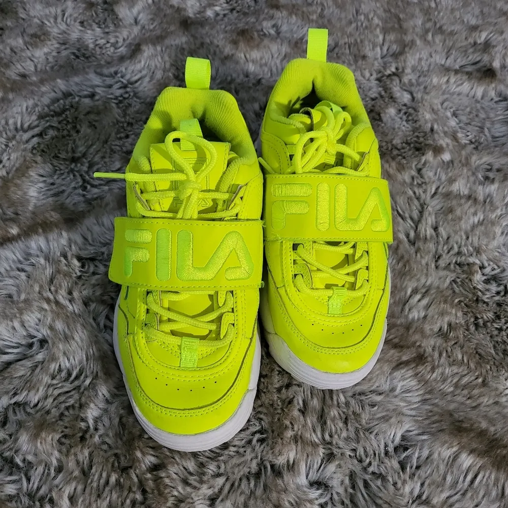 Fila Disruptor 2 Applique Neon Velcro Strap Sneakers Women's Size 6.5 - Image 2