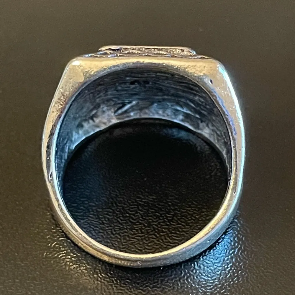 Vintage S925 silver obsidian stone ring size 8 - Image 4