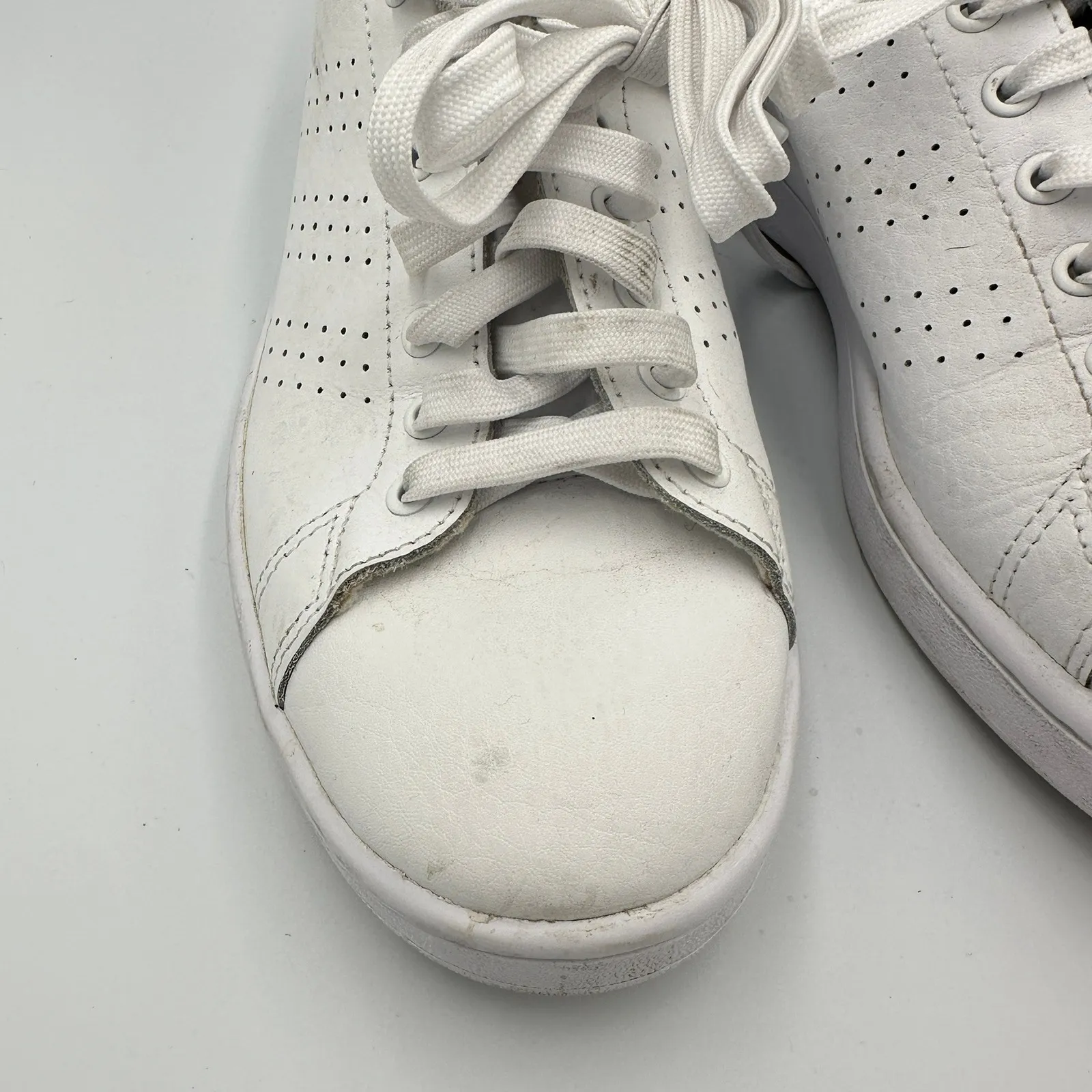 Adidas Advantage Clean QT White Green Stripe Sneakers Women's Size 8.5 Vegan - Image 3