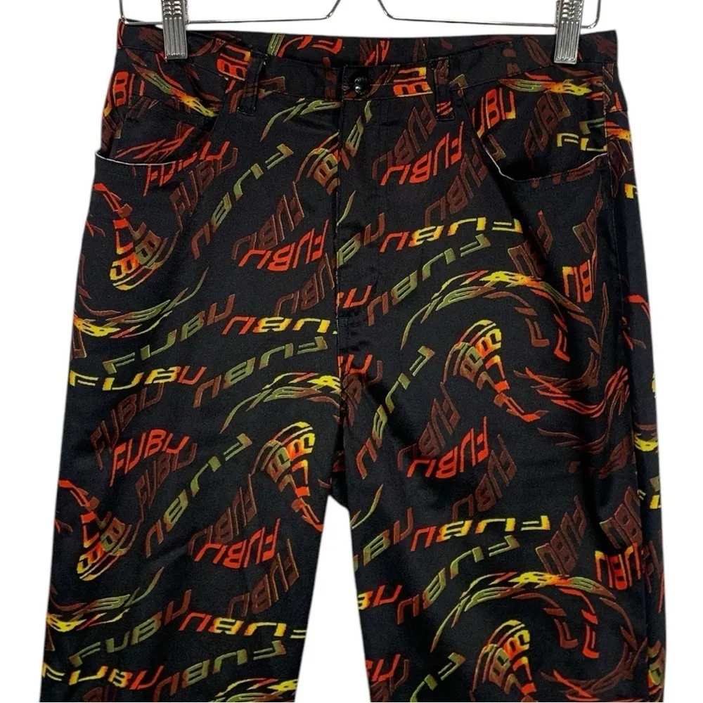 Vintage Fubu Y2k Monogram Straight Leg Pants Size XL Black - Image 3