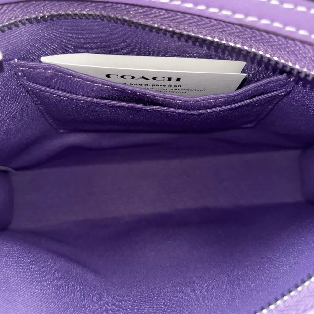 NWT Coach Slim Crossbody Bag In Signature Canvas Purple Iris Silver CBM46 - Image 5