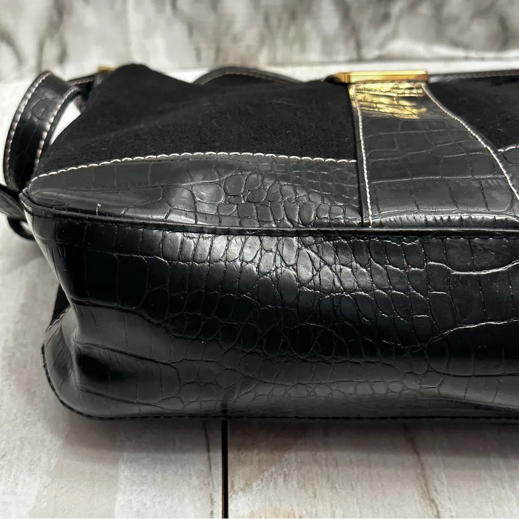 Etienne Aigner Black Linen Gold Hardware Shoulder Bag Y2K Working Girl Polished - Image 8