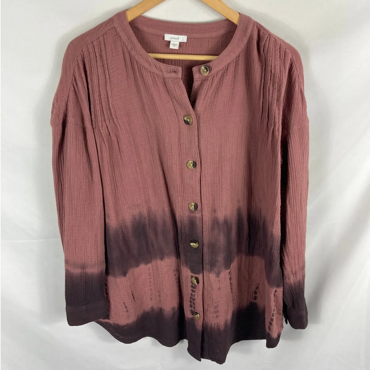 J Jill Pure Jill Dyed Double Cloth Button Up Tunic Size Small Pink - Image 4