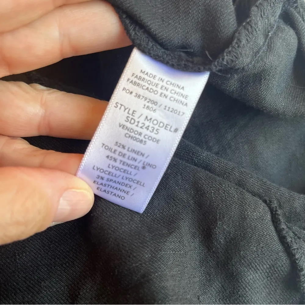 Splendid Sundress Linen Tencel Size XS Black Button Detail Tie Front EUC Resort - Image 3