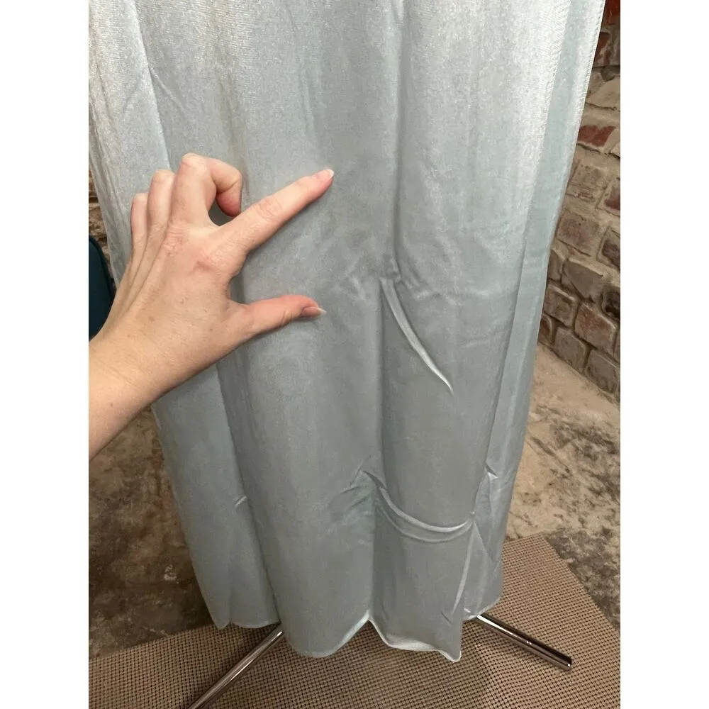 Nightgown Blue Lace satin long v neck Size L - Image 7