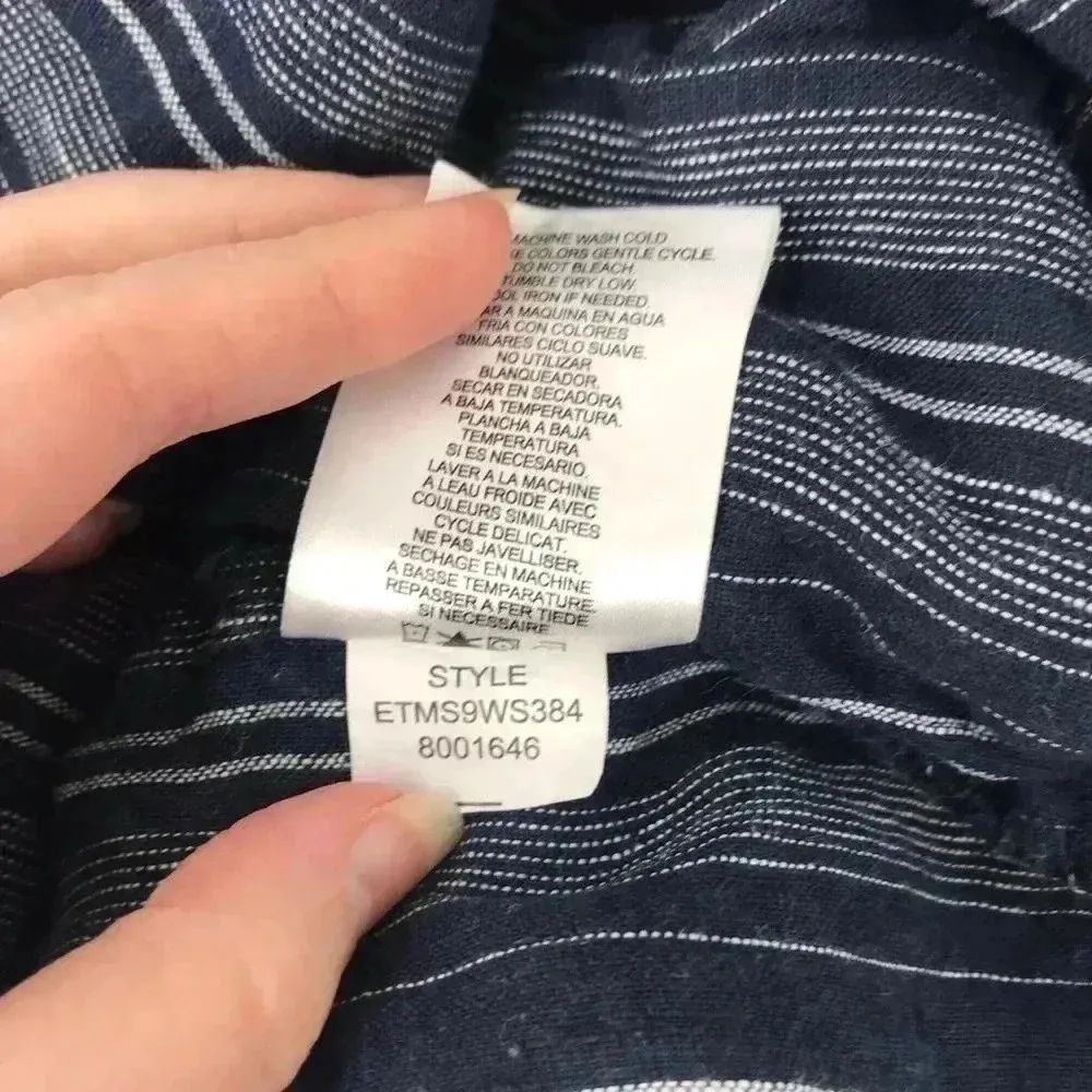 ELLEN TRACY SKIRT WOMENS LARGE 100% LINEN PAPERBAG WAIST STRIPED SUMMER CASUAL - Image 7