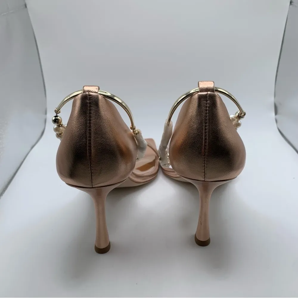 NWB Badgley Mischka Loretta Women's Sandals Color:Champagne heels size 8.5 pearl - Image 11