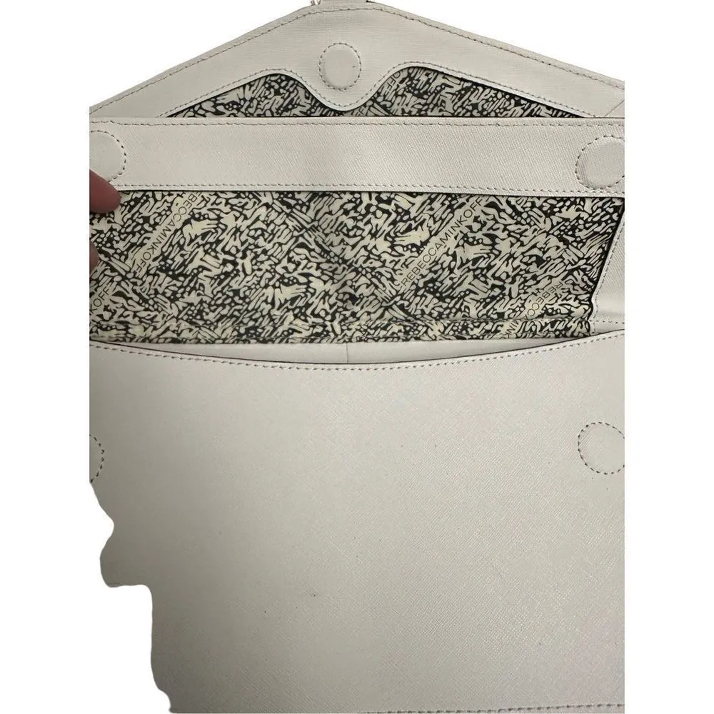 Rebecca Minkoff Handbag Bag Crossbody Hudson White Black Saffiano Leather Flap - Image 8