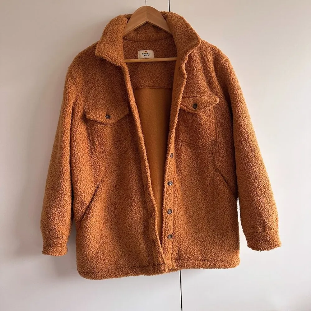 NEW  Eden Overshirt Cozy Sherpa Teddy Jacket in Cashew Brown - Image 3