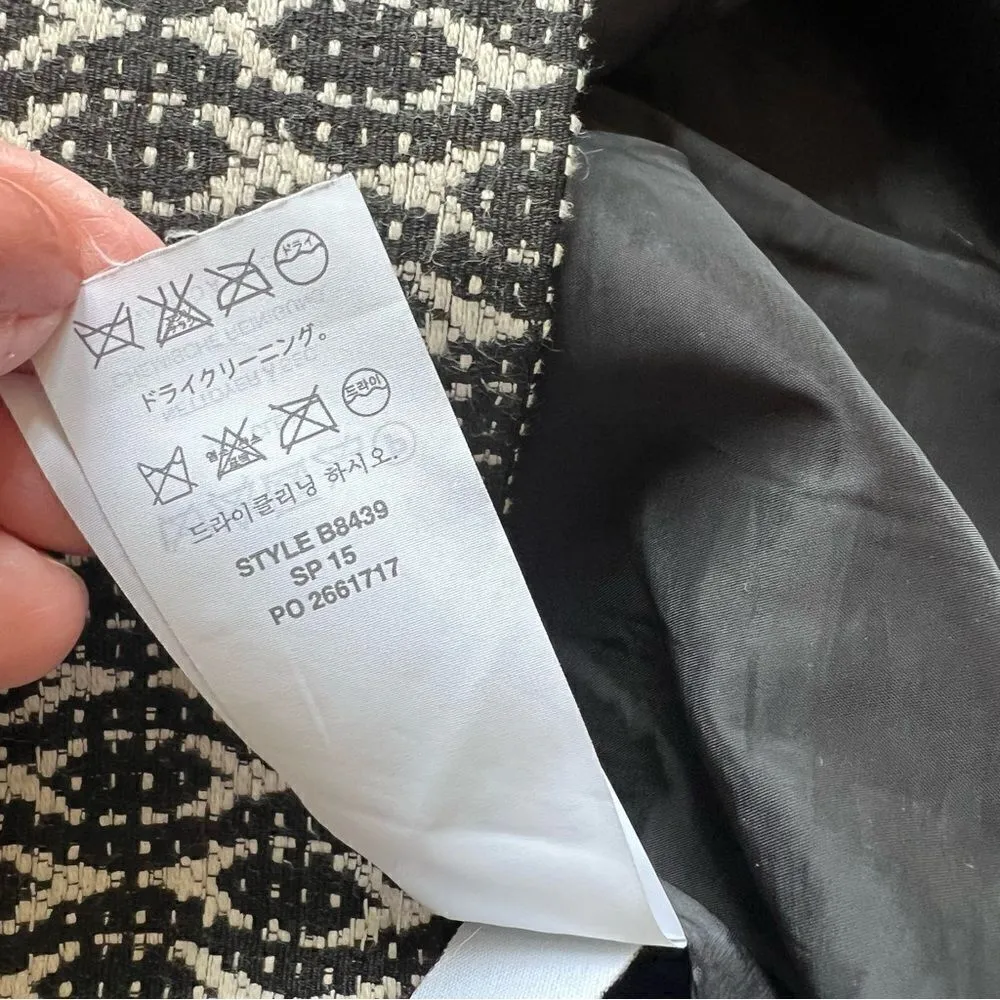 J. Crew Textured Jacquard Block Print Black and White Graphic Mini Skirt Size 8 - Image 10