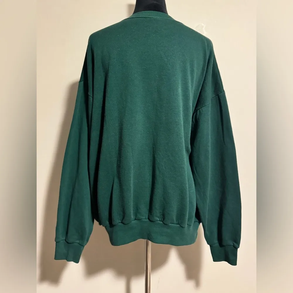 EUC MZC Sportswear Energy Green and Red Holiday Cat Embroidered Sweater size 2X - Image 5